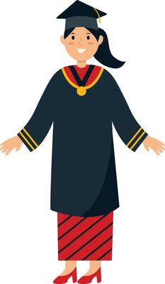 Illustration of Woman Graduating from University with Cartoon Design