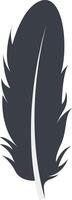 Bird Feather Black Silhouette, Isolated on White Background. vector