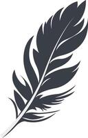 Bird Feather Black Silhouette in Simple Design. vector