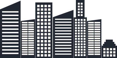Modern City Skyline Silhouette with Flat Design. Isolated on White Background. vector