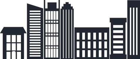 Modern City Skyline Silhouette with Flat Design. Isolated on White Background vector