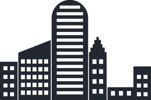 Modern City Skyline Silhouette in Flat Design. Isolated on White Background vector