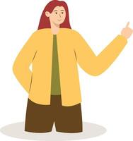 Woman Pointing Character in Cartoon Design vector