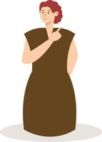 Woman Pointing Character with Cartoon Design, Isolated on a White Background vector