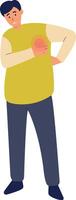 Pain Male Character in Part of Body on White Background vector