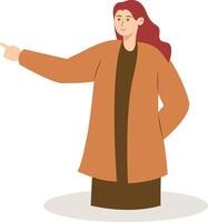 Woman Pointing Character with Cartoon Design vector