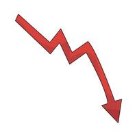 Red Arrow Graph Pointing Downward vector