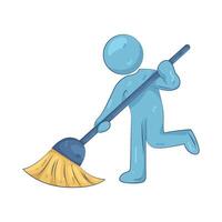 People Sweeping with Broom vector