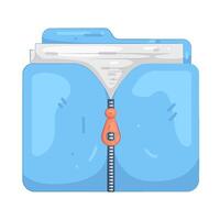 Digital Blue Zip File Folder vector