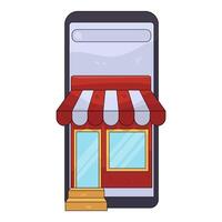 Storefront on Mobile Phone vector