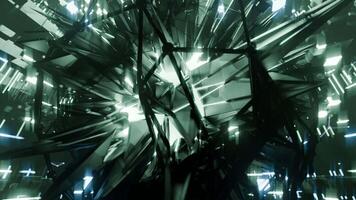 A geometric luminous sphere surrounded by platforms and lights in an abstract technological environment. loop seamless synchronized at 120 bmp video