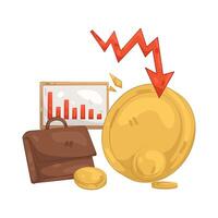 Economic Recession with Falling Arrow vector