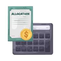 Allocation Document with Calculator and Coin vector
