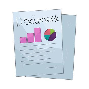 documento con bar grafico y tarta gráfico vector
