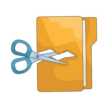 Scissors Cutting a File Folder vector