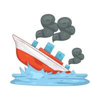 Sinking Ship with Smoke vector