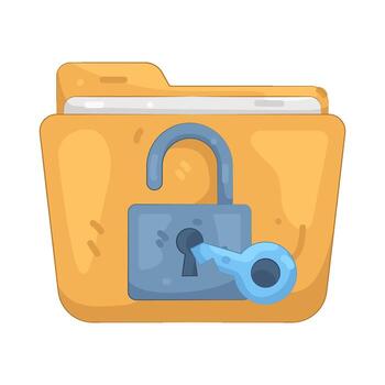Open Padlock on File Folder vector