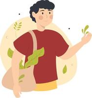 Vegetarian Man Character in Cartoon Design. vector