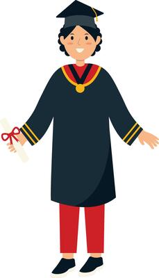 Illustration of Woman Graduating from University.