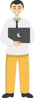 Illustration of Man Working with Technology Device vector