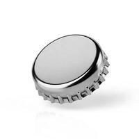 Metallic Bottle Cap Mockup with Blank Top Surface on White Background photo