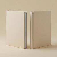 Two Beige Hardcover Book Mockups - Standing and Angled Views photo