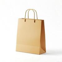 Brown Kraft Paper Shopping Bag Mockup with Handles on White Background photo