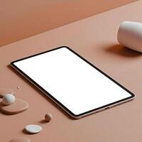 Modern Tablet Mockup with Blank Screen With Minimalist Geometric Elements photo
