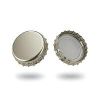 Two Silver Beer Bottle Cap Mockups Isolated photo