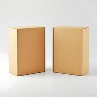 Two Cardboard Packaging Boxes Mockup on White Background photo