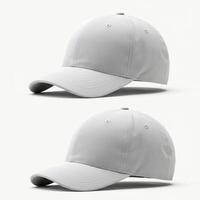 Two White Baseball Cap Mockups - Front and Angle Views photo