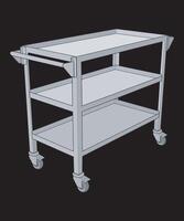 a 3d illustration of a metal trolley vector