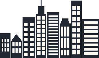 Modern City Skyline Silhouette with Simple Design. vector