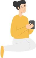 Illustration of Woman and Technology Device with Flat Design. vector