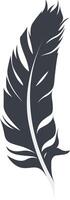 Bird Feather Black Silhouette Isolated on White Background, vector