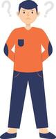 Illustration of Thinking Man with Question Mark. Cartoon Character vector
