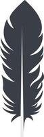 Bird Feather Black Silhouette. Bird Feather icon. Isolated on White Background. vector