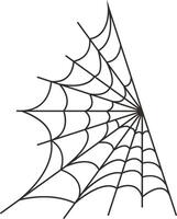 Black Spider Web Illustration with Flat Design, Isolated on White Background. vector