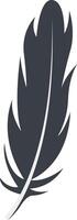 Bird Feather Black Silhouette, Black Feather Shape. vector