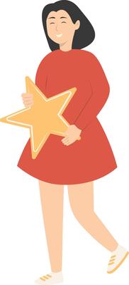Woman Giving Star Feedback in Cartoon Design