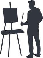 Silhouette of Artist Painting on Canvas vector