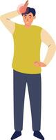 Pain Male Character in Part of Body with Cartoon Design vector