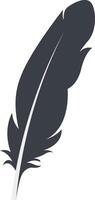 Bird Feather Black Silhouette in Simple Design. Isolated on White Background vector