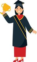 Illustration of Woman Graduating from University with Flat Design vector