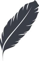 Bird Feather Black Silhouette in Simple Shape, Isolated on White Background vector