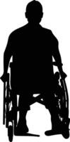 Silhouette of Disabled People in Wheelchair with Flat Design, vector