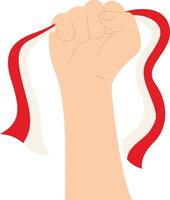 Hand Holding Indonesian Flag Illustration in Flat Design. vector