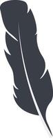 Bird Feather Black Silhouette in Simple Design, Isolated on White Background, vector