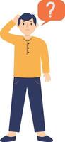 Illustration of Thinking Man with Question Mark. Cartoon Character. vector
