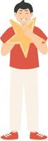 Man Giving Star Feedback with Cartoon Design. vector